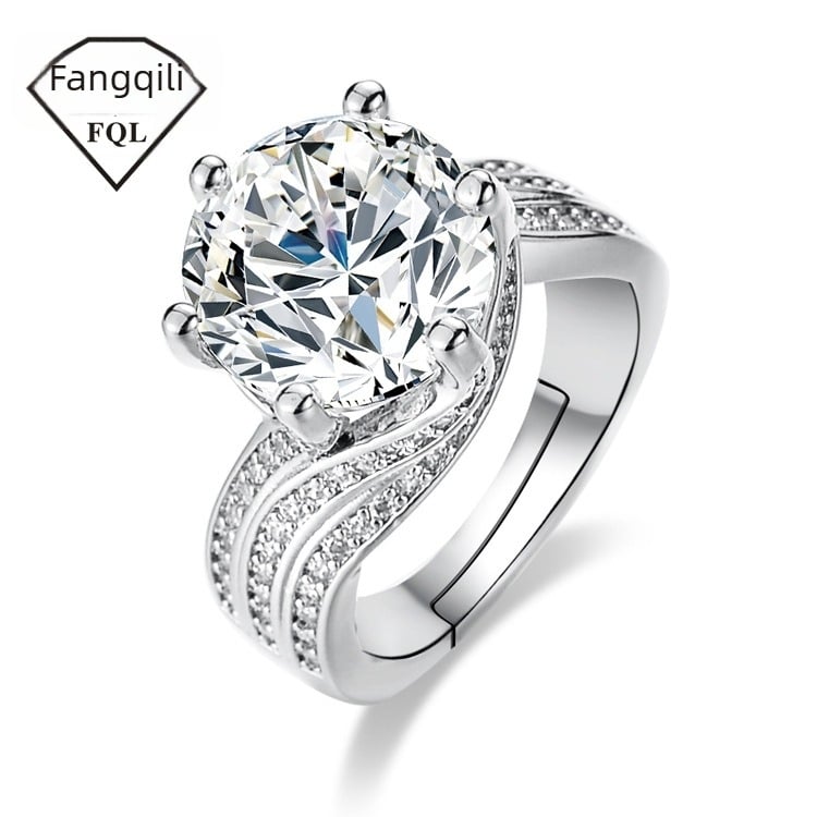 Prsten s geometrijskim dizajnom i dijamantnom obradom | Materijal: bakarna legura | Marka: Fang Qili | Stil: Geometrija | Obrada: Dijamant