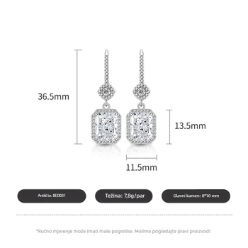 Geometrijske naušnice od bakra BED031, Silver Beauty, moderan gradski stil, jesen 2025