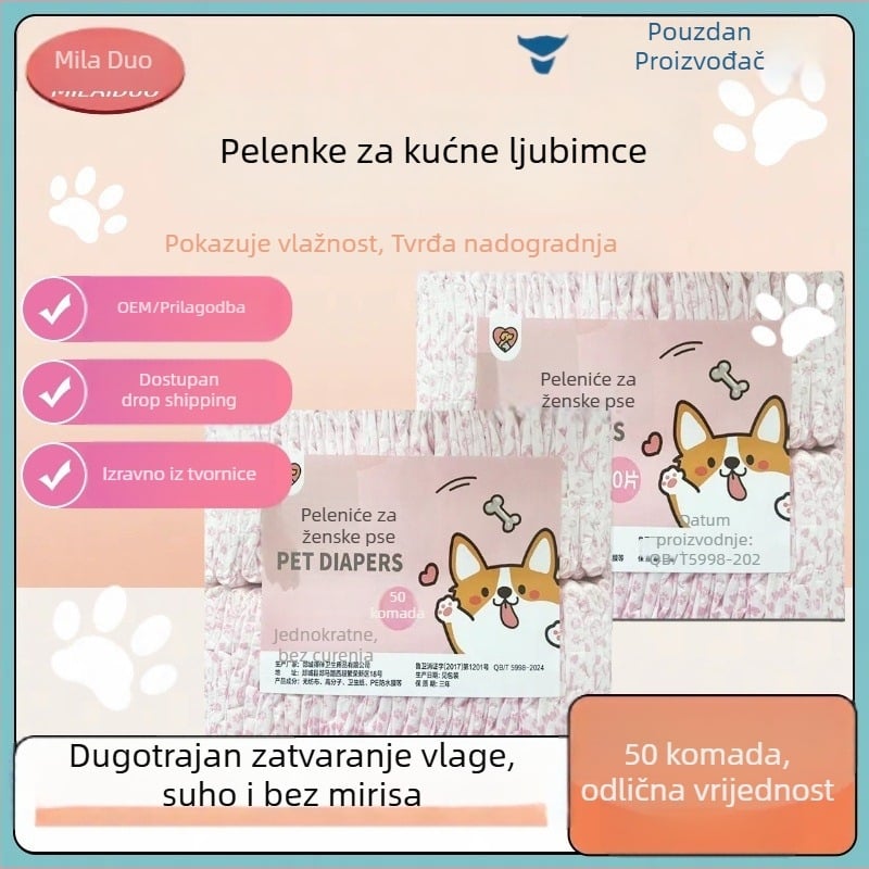 Milaido Menstrualne hlačice za ženke psa - netkani materijal, crtani stil