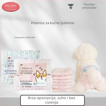 Milado Pseće pelene za mužjake i ženke — higijenski hlačice za kućne ljubimce, netkani materijal, 50 komada