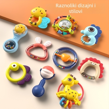 Set igračaka za bebe: zvečka, grickalica za zube i kutija za pohranu; brend GOODWAY/Ganyu; dobno: 0–3 godine; materijal plastika; 3C certifikat 2021012202403026; 3C kategorija: plastične igračke do 14 godina