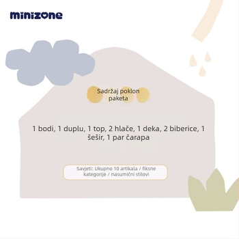 minizone Kutija za novorođenče – Asortirani 10-dijelni set pamucne odjeće, s dugim rukavima, pulover, mekana tkanina, za dob 0–12 mjeseci