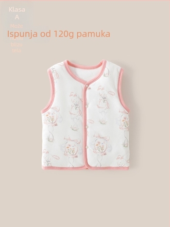 Dječji zimski prsluk, 120 g pamuk punjenje, debeli, kardigan stil, zatvaranje jednim redom gumba