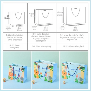 Cartoon dizajnerska darovna torba za rođendan i Dan djece, offset tisak na kartonu od 250 g, prilagodljiv logotipu, Lei Lei