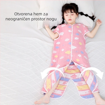 Dječji vreć za spavanje za četiri sezone, gazu od 100% pamuka, s odvojenim nogama, punilo kašmir i perje
