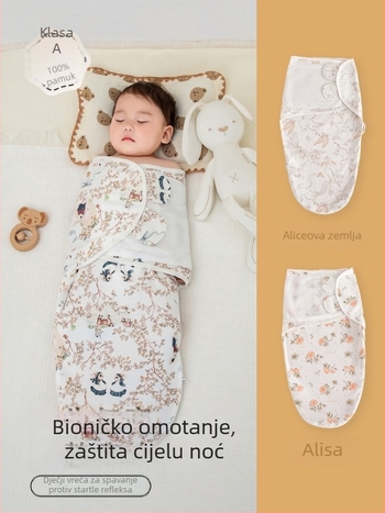 Anti-jump spavaća vrećica za bebu - karikatura uzorak, vanjski materijal pamuk mješavina, podstava i punilo 100% pamuk, kokon tip, za 0–1 godinu