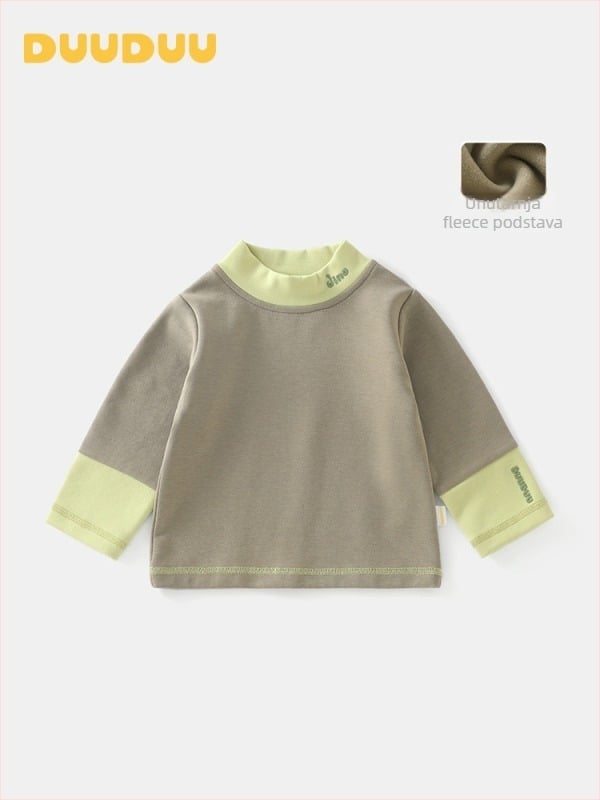 Set za bebe: gornji dio s flisom i hlače, korejski stil, mješavina Lyocell/Poliester/Pamuk/Elastan, dob 1–3 godina, semi-high neck, zima/proljeće/jesen