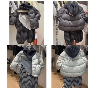 Dječji dvodijelni pamučni zimski set, unisex, korejski stil, zatvarač, mekana tkanina