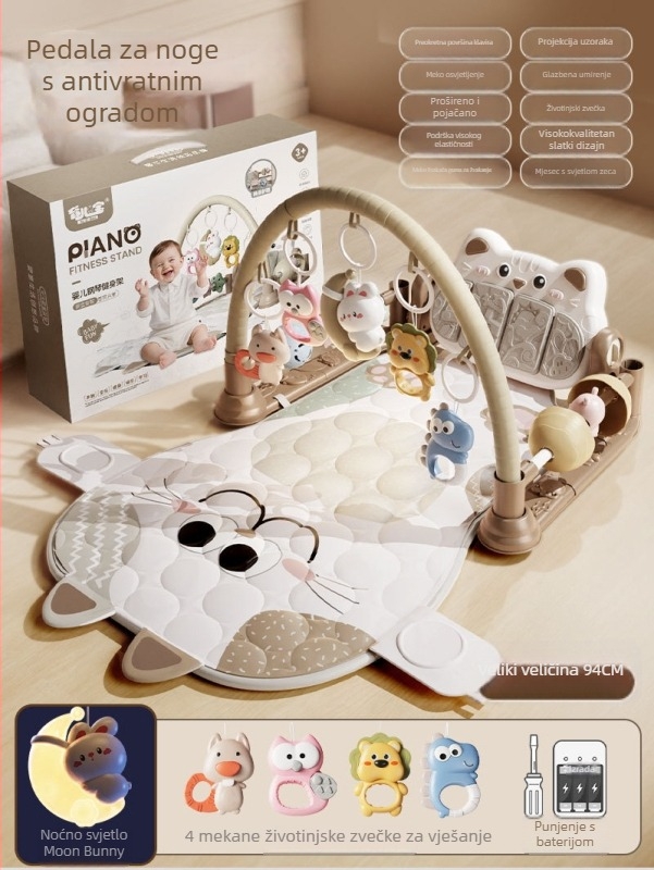 Bebin aktivni gym s odvojivim visećim dijelovima, glazba uz svjetla i projekcija — plastična igračka za uzrast 0–3 godina