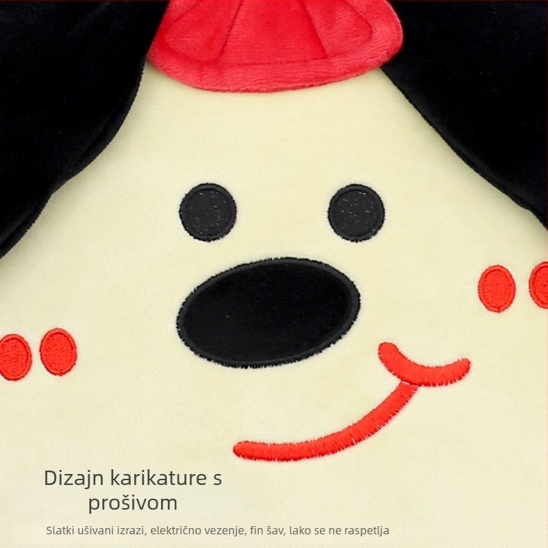 Auto jastučnica-odjeđa s crtanim psom, izšivana površina, super mekani kratki pliš, PP pamuk, karikatura uzorak, prilagođavanje dostupno