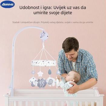 Pliš igračka za krevetić – viseća zvukovna i rotirajuća životinjska igračka za bebe 0–3 godine (Pliš; Zvončić, Rotacija glazbe; Pogodno za dob 0–3)
