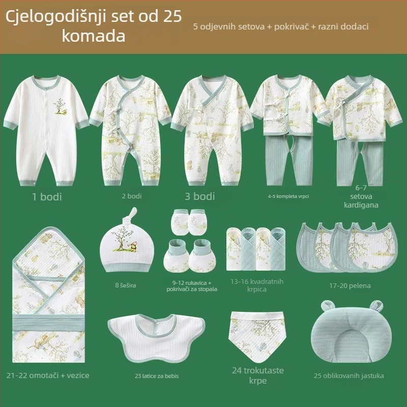 Kutija za bebe od pamuka: komplet odjeće i dodataka s dugim rukavima, za dob 0–12 mjeseci, jesen 2025