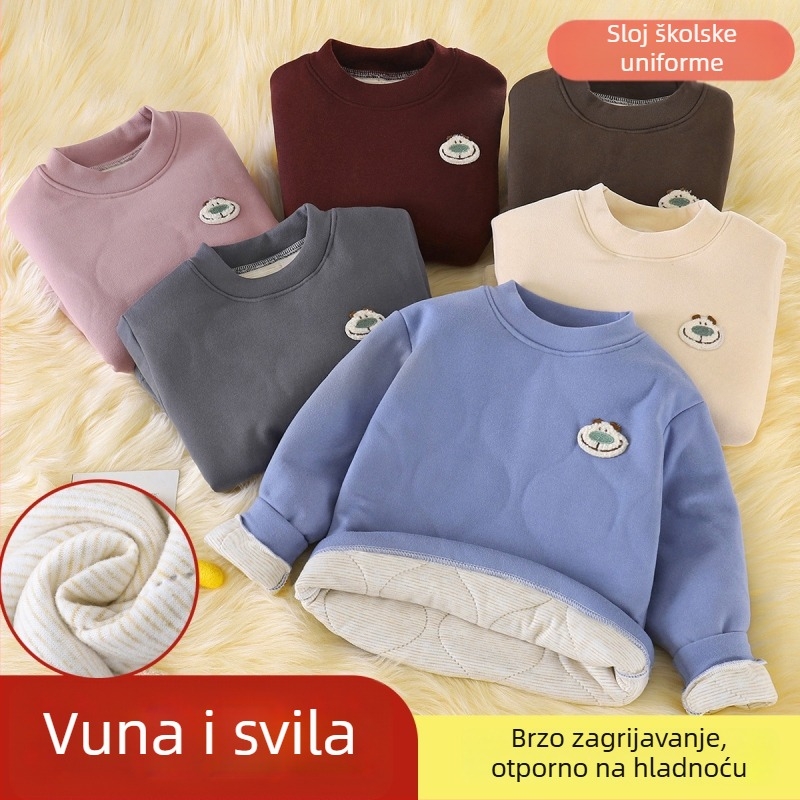 Dječji zimski osnovni T-shirt s dugim rukavima, 92% poliester, bez etikete na vratu, sigurnosna klasa A, zima 2025