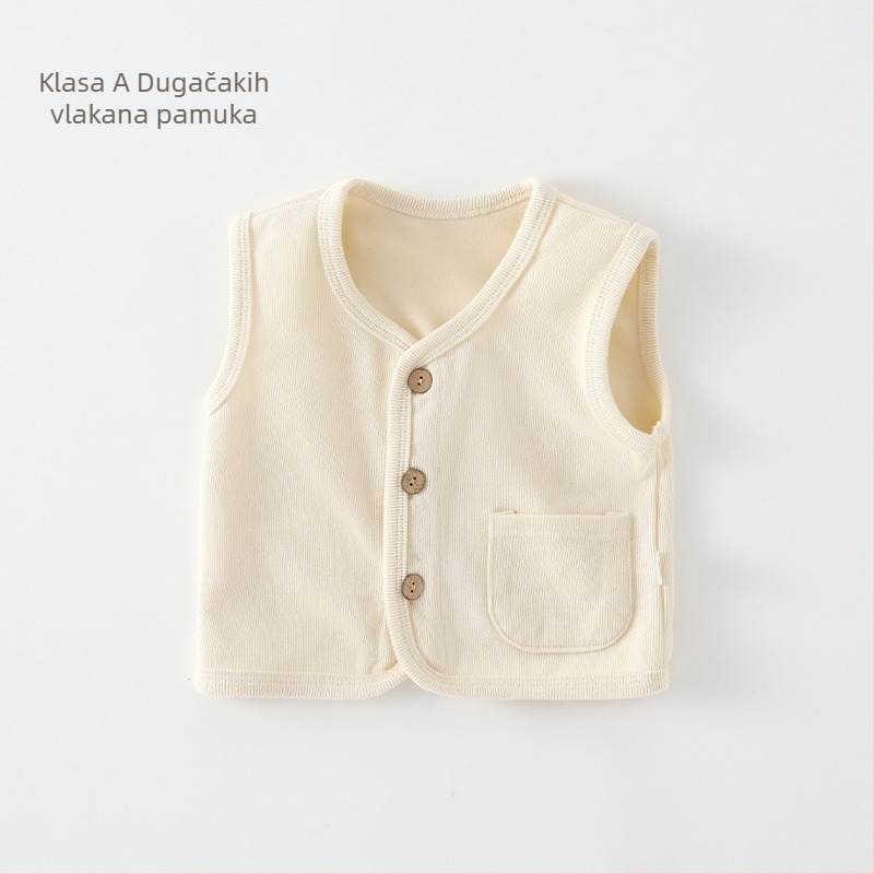 Dječji pamučni prsluk bez rukava, casual/cardigan stil, jednofarban, 60% pamuk