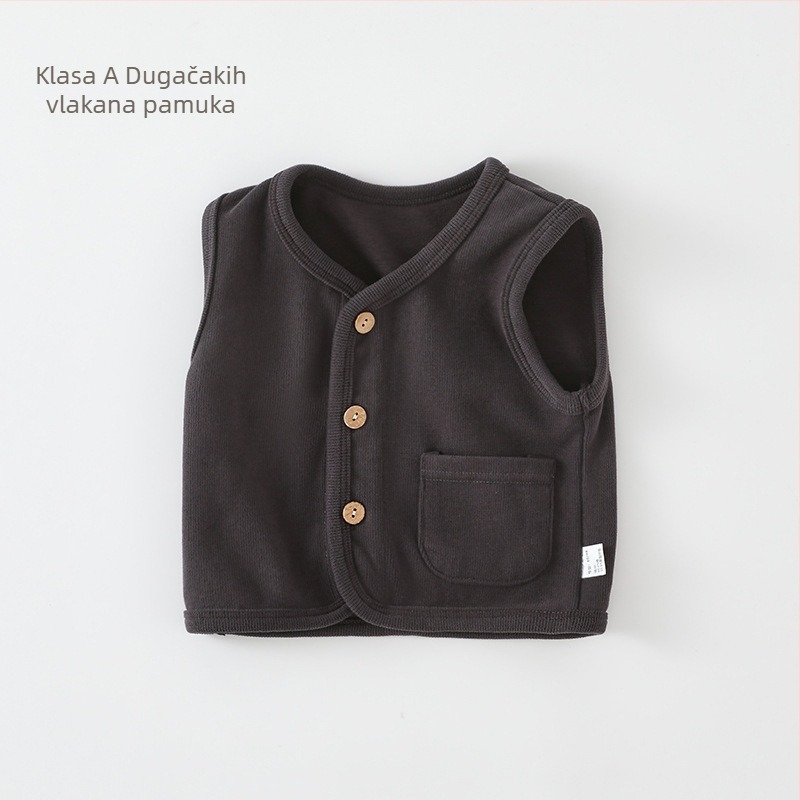 Dječji pamučni prsluk bez rukava, casual/cardigan stil, jednofarban, 60% pamuk