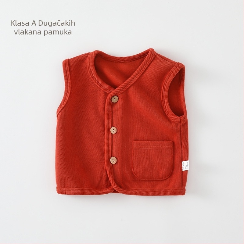 Dječji pamučni prsluk bez rukava, casual/cardigan stil, jednofarban, 60% pamuk