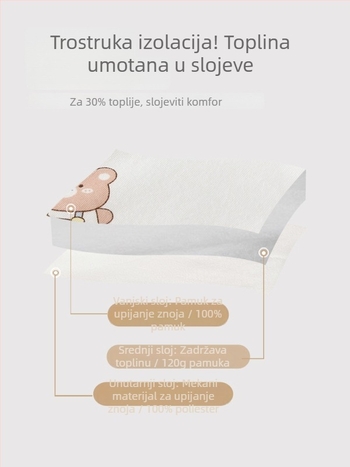 Dječji dvodijelni set od pamuka za jesen-zimu, unisex, deblji, Crown Bear otisak