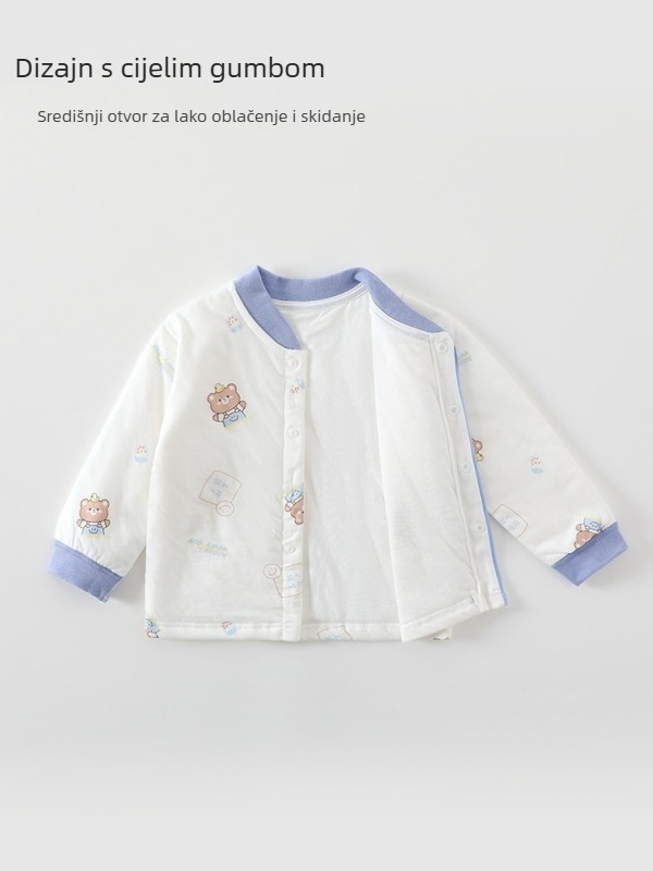 Dječji dvodijelni set od pamuka za jesen-zimu, unisex, deblji, Crown Bear otisak