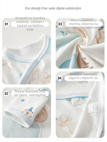 Novorođeni pamukasti top s polu-leđnim dizajnom, okrugli izrez, 100% pamuk, proljeće–jesen, 0–12 mjeseci