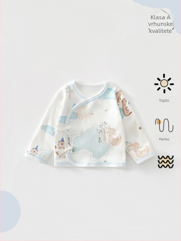 Novorođeni pamukasti top s polu-leđnim dizajnom, okrugli izrez, 100% pamuk, proljeće–jesen, 0–12 mjeseci