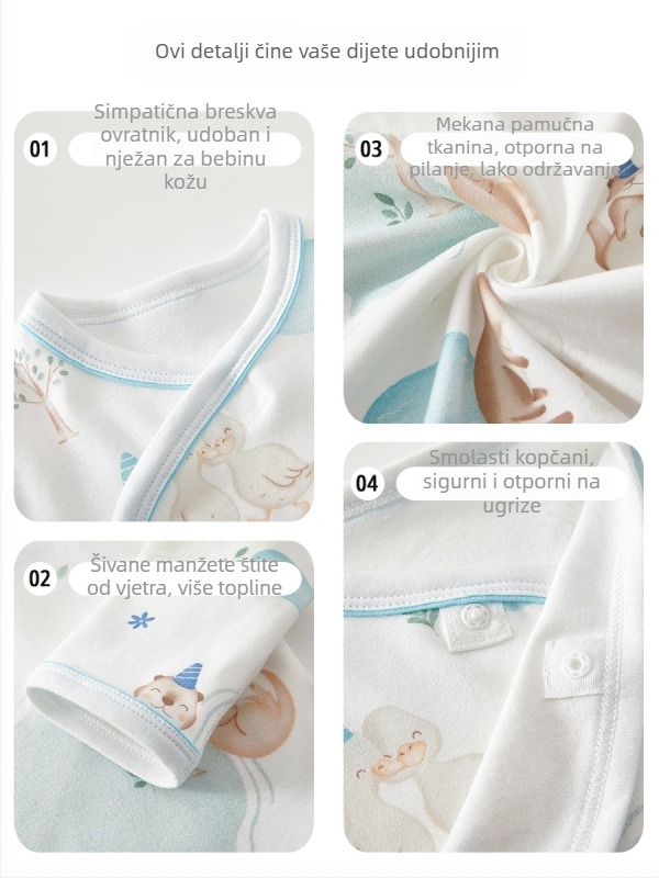 Novorođeni pamukasti top s polu-leđnim dizajnom, okrugli izrez, 100% pamuk, proljeće–jesen, 0–12 mjeseci