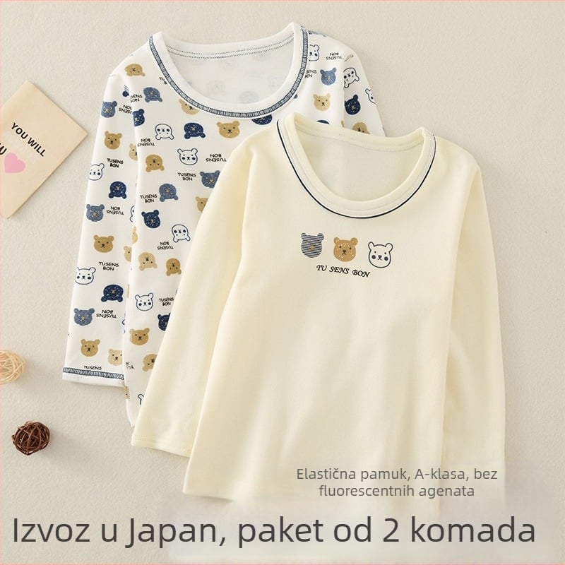 Dječji top s dugim rukavima za dječake, motiv medvjedića, 95% pamuk, okrugli izrez, za dob 3–8 godina (100–140 cm)