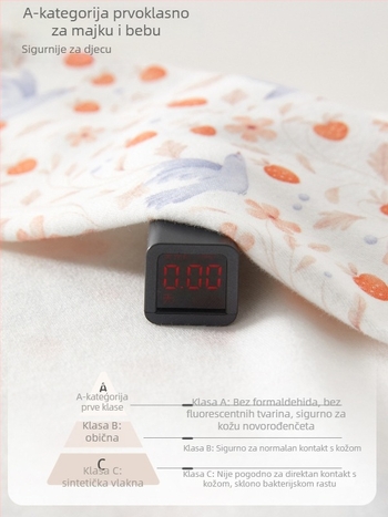 Nova bebi majica od 100% pamuka, s okruglim ovratnikom, bez kapucnje, sigurnosna razina A, za dob 0–12 mjeseci, nježno obrađena