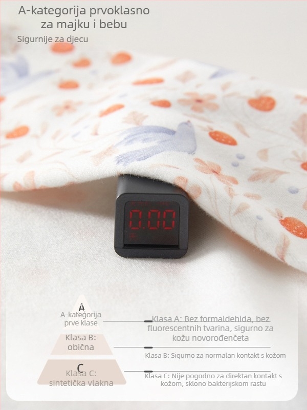 Nova bebi majica od 100% pamuka, s okruglim ovratnikom, bez kapucnje, sigurnosna razina A, za dob 0–12 mjeseci, nježno obrađena