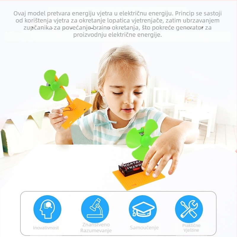 DIY vjetroturbina – znanstveni set za uzrast 7–14, plastika, električno, višefunkcionalna STEAM igračka