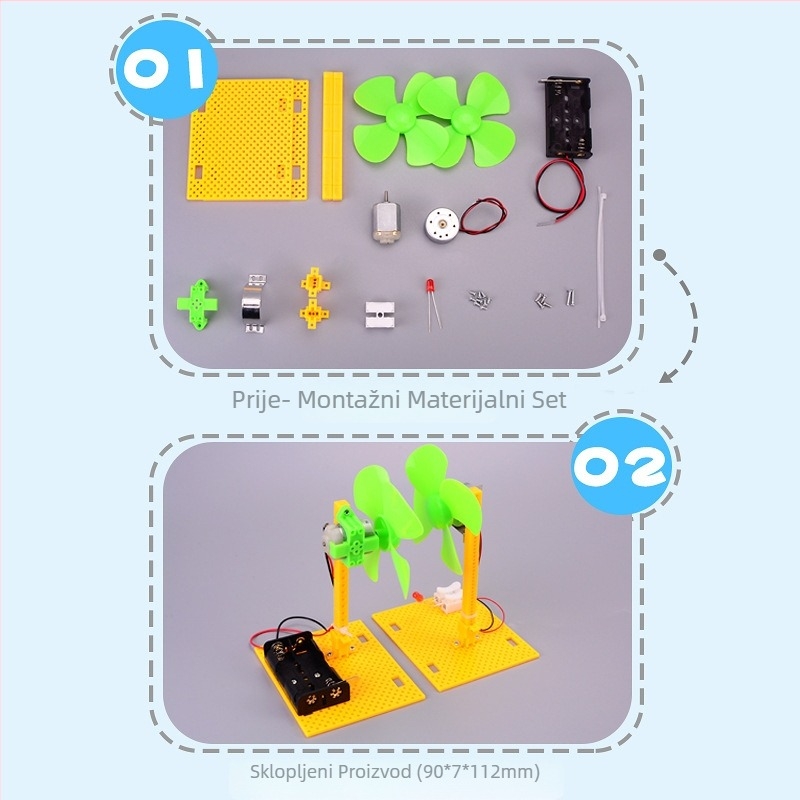 DIY vjetroturbina – znanstveni set za uzrast 7–14, plastika, električno, višefunkcionalna STEAM igračka