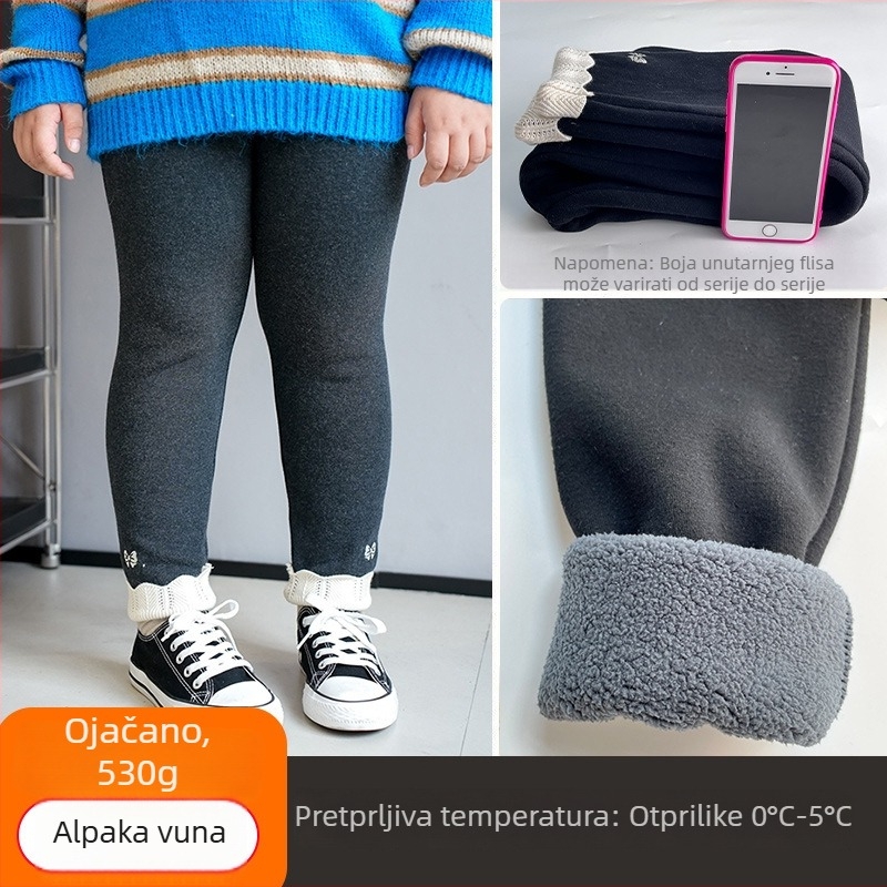 Djevojčice tajice s flis unutarnjom podstavom, pamuk, visok pojas, jesen-zima, 95% pamuka