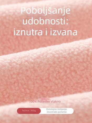 Dječja fleksi jakna unisex sa stojećim ovratnikom, prednji zatvarač, dugi rukavi, debeli flis, cartoon uzorak