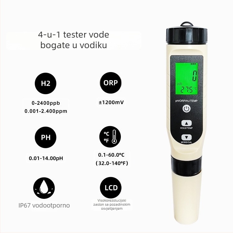 Prijenosni analizator kvalitete vode – model BSK-06, opseg mjerenja 0–2400 ppb / 0.001–2.4 ppm, točnost ±10 ppb / ±0.01 ppm, napajanje 4.5V.