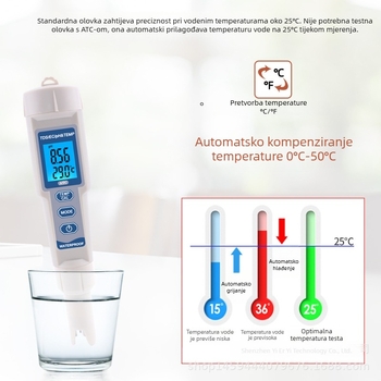 PH-3508 Prijenosni analizator kvalitete vode: testovi pH i ukupna tvrdoća; raspon mjerenja 0–14 pH; točnost 0,01 pH