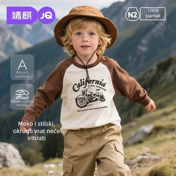 Dječja majica s dugim rukavima, 100% pamuk, okrugli izrez, karikaturni uzorak, unisex, za djecu 3–8 godina