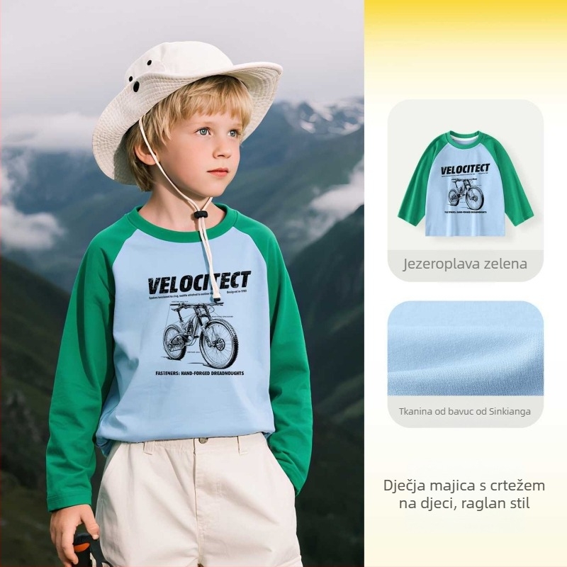 Dječja majica s dugim rukavima, 100% pamuk, okrugli izrez, karikaturni uzorak, unisex, za djecu 3–8 godina