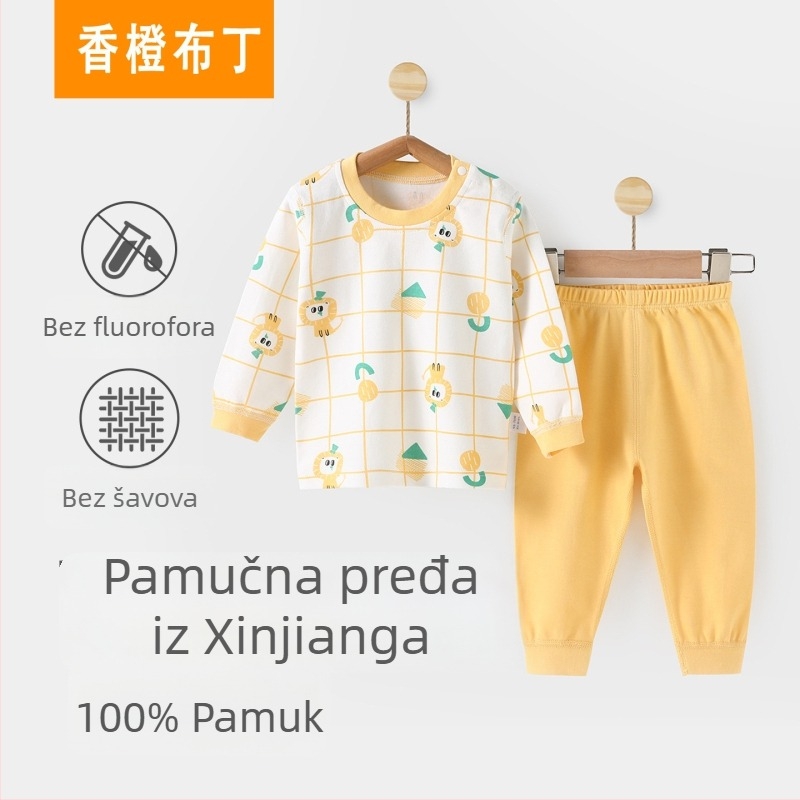 Unisex dječji dvodijelni set za spavanje, 2 dijela, 100% pamuk, dugi rukavi i duge hlače, motiv životinja