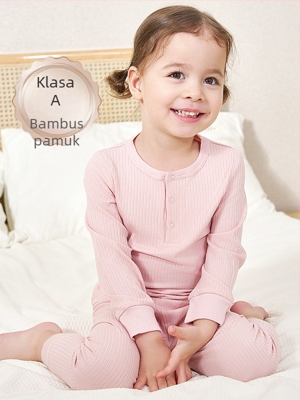Andan dječji pidžama set od bambusovih vlakana, upijanje vlage, unisex, za djecu 3–8 godina, jesen-zima, Andan