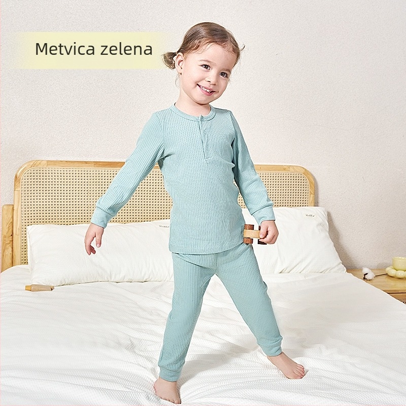 Andan dječji pidžama set od bambusovih vlakana, upijanje vlage, unisex, za djecu 3–8 godina, jesen-zima, Andan