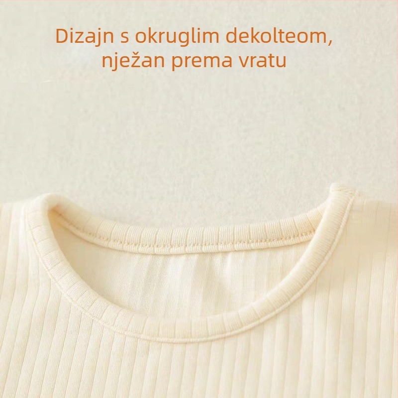 Dječji kućni komplet za djevojčice, dvodjelni, jesen 2024, topli termalni set, poliester 95%, mek završna obrada, za uzrast 3–8 godina