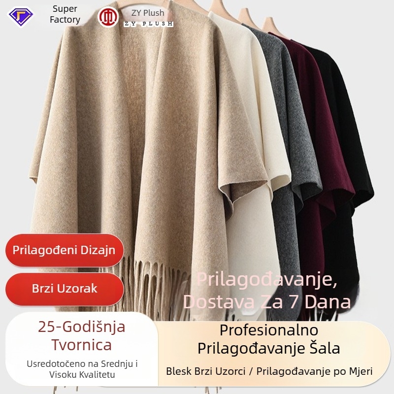 Unisex pelerina od poliestera, zima/jesen, širina 110 cm, elegantan stil s prorezom, različiti uzorci
