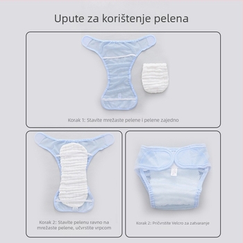 Dječje gaćice za inkontinenciju, Klasa A, vodootporne, zaštita od bočnog propuštanja, prateljive gaze, za djecu 1–3 godine