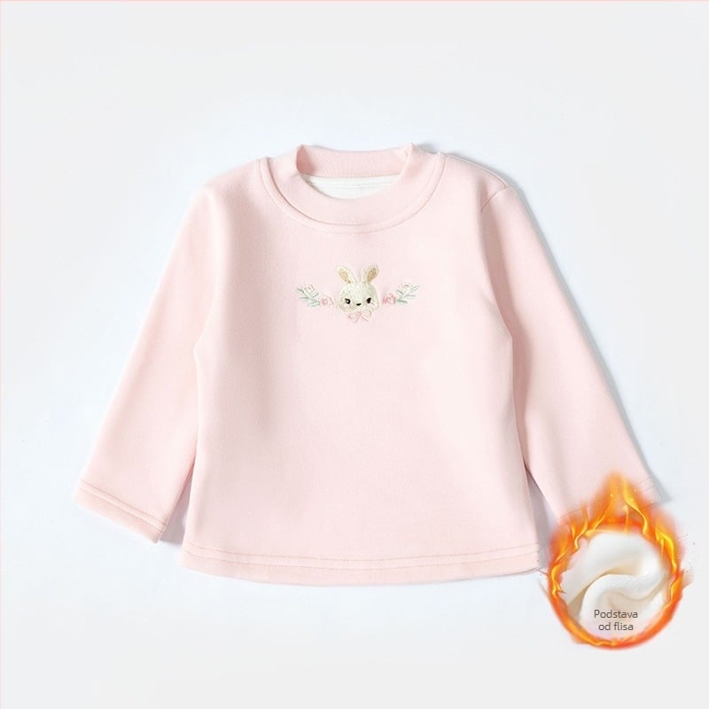 Djevojačka majica s flecom, debeli, uži kroj s okruglim izrezom, dugi rukavi, 92,8% poliester, za zimu i jesen