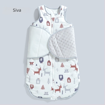 Spavaći vreć za bebe s rukavima, sve sezone, za dob 0–1 godina, punilo od pamuka, tkanina od combed pamuka, odvojivi rukavi, najlonski zatvarač.
