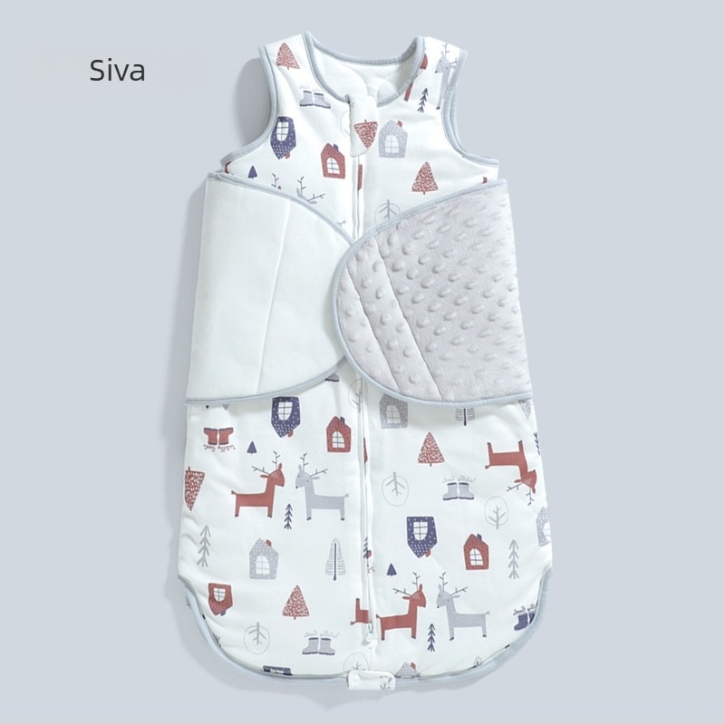Spavaći vreć za bebe s rukavima, sve sezone, za dob 0–1 godina, punilo od pamuka, tkanina od combed pamuka, odvojivi rukavi, najlonski zatvarač.