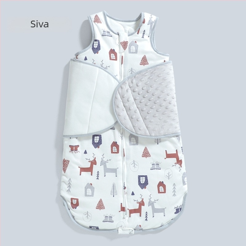 Spavaći vreć za bebe s rukavima, sve sezone, za dob 0–1 godina, punilo od pamuka, tkanina od combed pamuka, odvojivi rukavi, najlonski zatvarač.