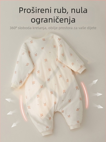 Dječji zimski spavaći vreć s dugim rukavima i podijeljenim nogama, metalni zatvarač, vanjska pamuk tkanina s podstavom od čistog pamuka