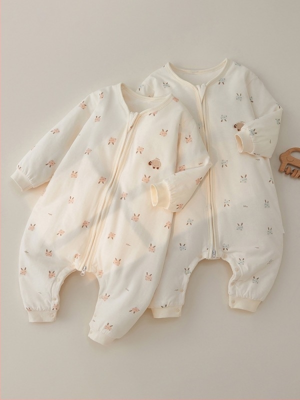 Dječji zimski spavaći vreć s dugim rukavima i podijeljenim nogama, metalni zatvarač, vanjska pamuk tkanina s podstavom od čistog pamuka