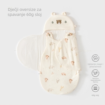Spavaći kokon vrećica za novorođenče, pamuk vanjski dio s podstavom od čistog pamuka, punjenje Space cotton, zatvarač, duljina 80 cm