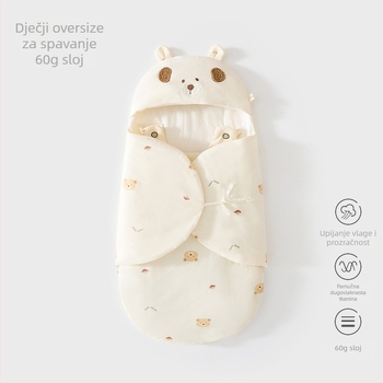 Spavaći kokon vrećica za novorođenče, pamuk vanjski dio s podstavom od čistog pamuka, punjenje Space cotton, zatvarač, duljina 80 cm